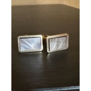 Mother Of Pearl Vintage Krementz Rectangle Cuff links/ studs Wedding Formal Wear
